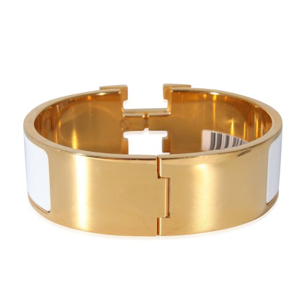 133794 bv 1671bedd 7438 4407 b010 56d8a2ca786e Gold Plated Hermès Clic Clac H Bracelet in Blanc