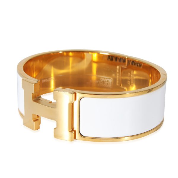 133794 sv 068f4654 d49a 4665 b207 47b1285953e1 Gold Plated Hermès Clic Clac H Bracelet in Blanc