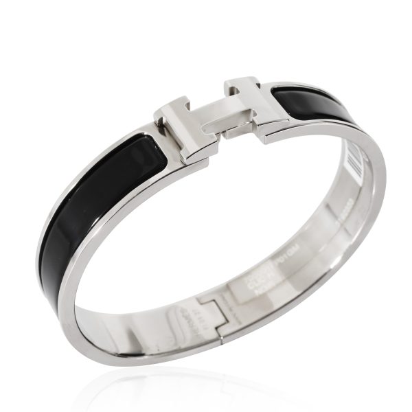 134396 pv Hermès Clic H Palladium Plated Bracelet in Noir Size GM