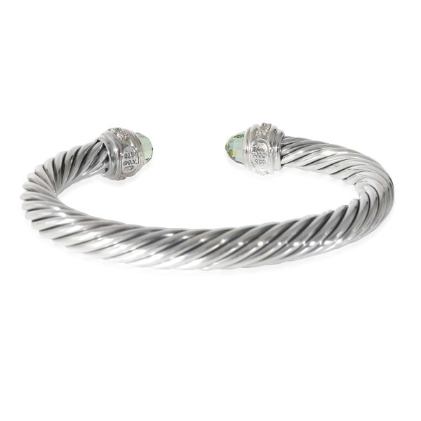 134468 bv David Yurman Prasiolite Diamond 7mm Cable Bracelet in Sterling Silver 041 CTW