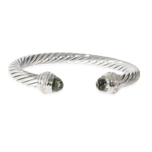 David Yurman Prasiolite Diamond 7mm Cable Bracelet in Sterling Silver 041 CTW Cart