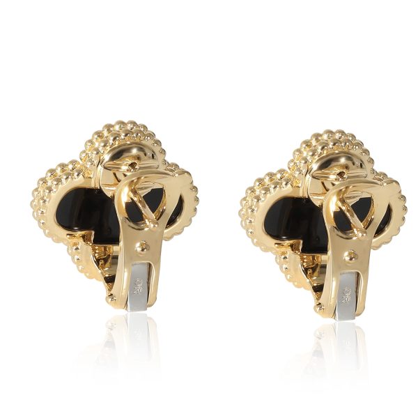 134547 av 97b686a8 f6fe 4c12 8569 5ce3bf496f51 Van Cleef Arpels Vintage Alhambra Onyx Earrings in 18k Yellow Gold