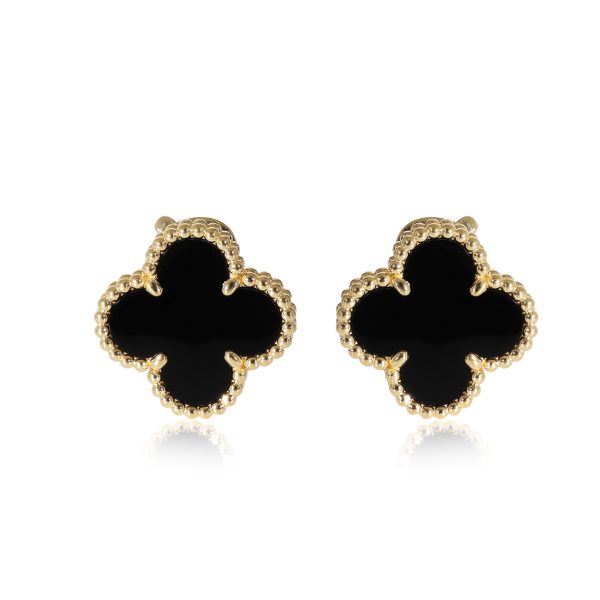 Van Cleef Arpels Vintage Alhambra Onyx Earrings in 18k Yellow Gold Van Cleef Arpels Vintage Alhambra Onyx Earrings in 18k Yellow Gold