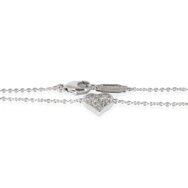 134759 clasp Tiffany Co 3 Stone Diamond Heart Bracelet in Platinum 018 CTW