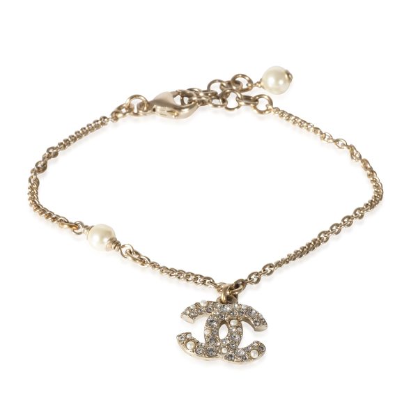 Gold Plated Chanel 2021 CC Link Bracelet With Faux Pearl Strass Bracelet Gold Plated Chanel 2021 CC Link Bracelet With Faux Pearl Strass Bracelet