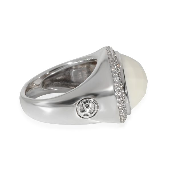 134840 av David Yurman Albion Oval White Agate Diamonds Ring in Sterling Silver 05 CTW