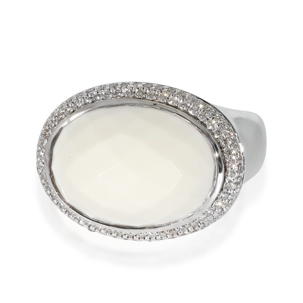 David Yurman Albion Oval White Agate Diamonds Ring in Sterling Silver 05 CTW David Yurman Albion Oval White Agate Diamonds Ring in Sterling Silver 05 CTW