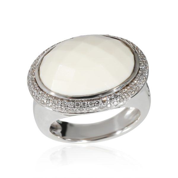 134840 pv David Yurman Albion Oval White Agate Diamonds Ring in Sterling Silver 05 CTW