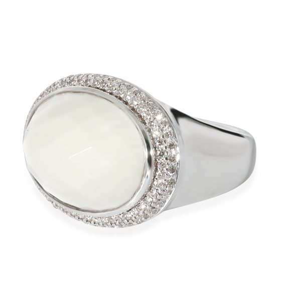 134840 sv David Yurman Albion Oval White Agate Diamonds Ring in Sterling Silver 05 CTW