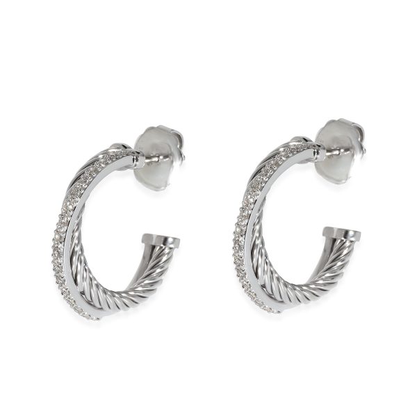 134841 sv 3ce2b0dd 0a29 4b3a b46f 5f6d329eef3b David Yurman Crossover Hoop Earrings in 18k White GoldSterling Silver 03 CTW