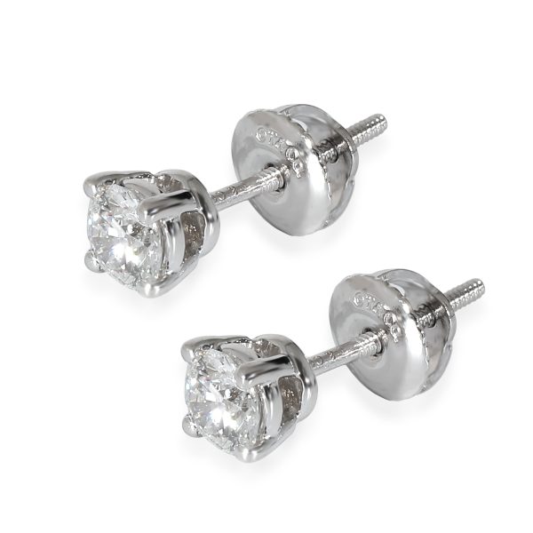 134847 sv Tiffany Co Solitaire Stud Earrings in Platinum F VVS1 062 CTW