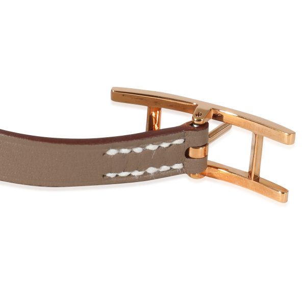 135130 stamp Rose Gold Plated Hermès Behapi Double Tour Bracelet in Swift Calfskin