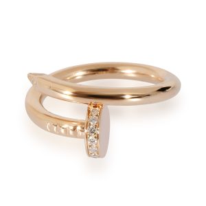 Cartier Juste un Clou Diamond Ring in 18K 18K Rose Gold 013 CTW Hermes Clic H Marron Glace Rose Gold Plated Enamel Bangle