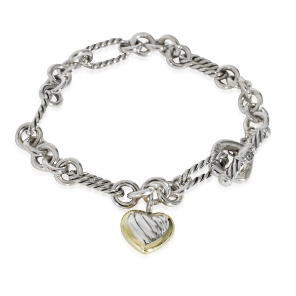 David Yurman Cable Heart Figaro Bracelet in Sterling Silver David Yurman Cable Heart Figaro Bracelet in Sterling Silver