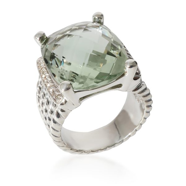 135229 pv 3fd1200b 34b5 425e 8dd0 3cf6ef54c70d David Yurman Wheaton Prasiolite Diamond Ring in Sterling Silver Green 02 CTW