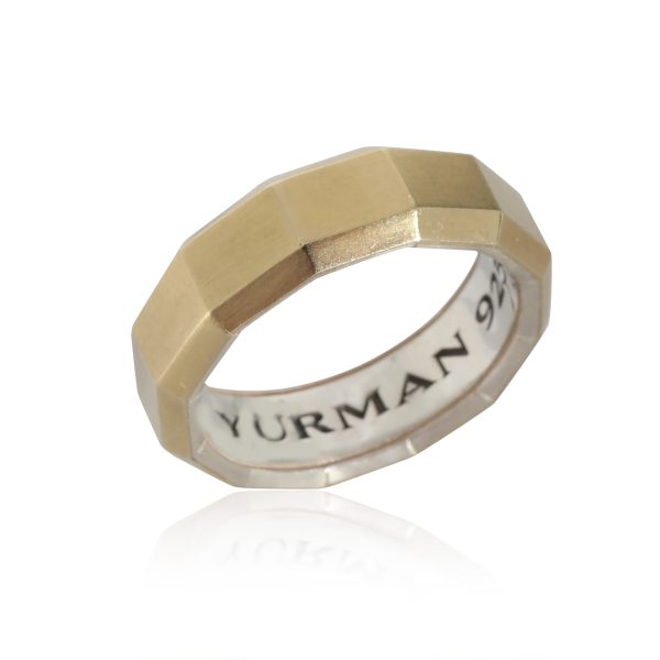 135458 pv David Yurman 7mm Faceted Band in 18k Yellow GoldSterling Silver