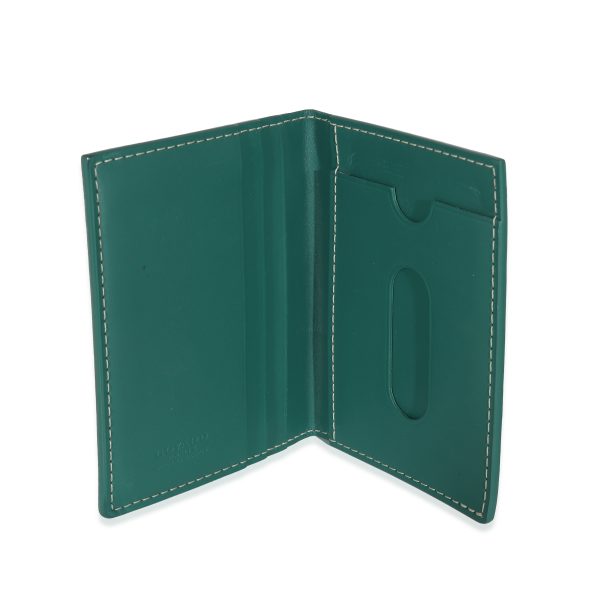 135466 stamp Goyard Green Goyardine Canvas Saint Marc Card Wallet