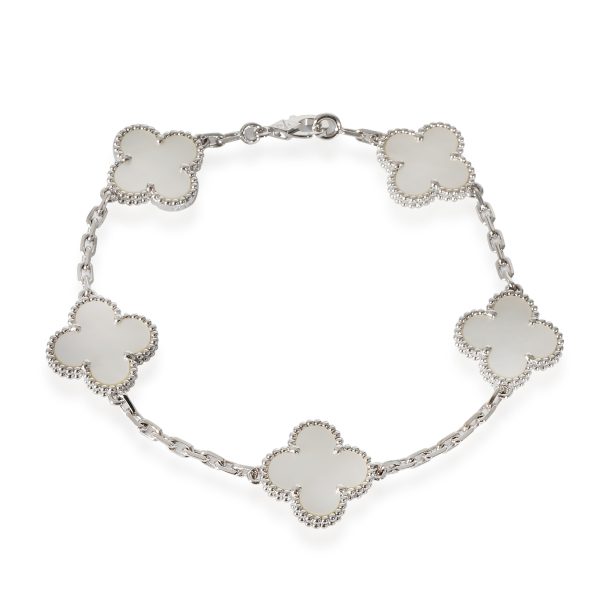 Van Cleef Arpels Alahmbra Mother Of Pearl Bracelet in 18k White Gold Van Cleef Arpels Alahmbra Mother Of Pearl Bracelet in 18k White Gold