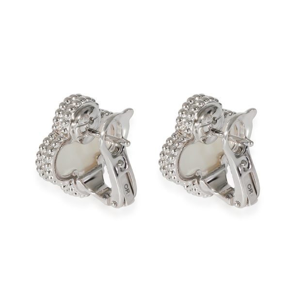 135473 bv Van Cleef Arpels Alhambra Mother Of Pearl Earrings in 18k White Gold