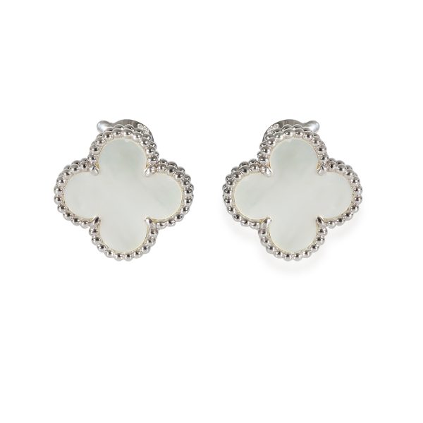 Van Cleef Arpels Alhambra Mother Of Pearl Earrings in 18k White Gold Van Cleef Arpels Alhambra Mother Of Pearl Earrings in 18k White Gold