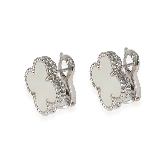 135473 lv Van Cleef Arpels Alhambra Mother Of Pearl Earrings in 18k White Gold