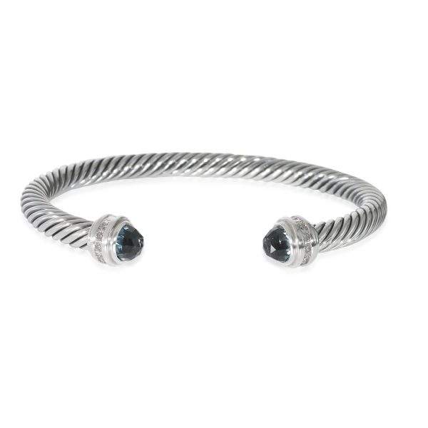 David Yurman Cable Bracelet Hampton Blue Topaz Diamond Silver 018 CTW David Yurman Cable Bracelet Hampton Blue Topaz Diamond Silver 018 CTW