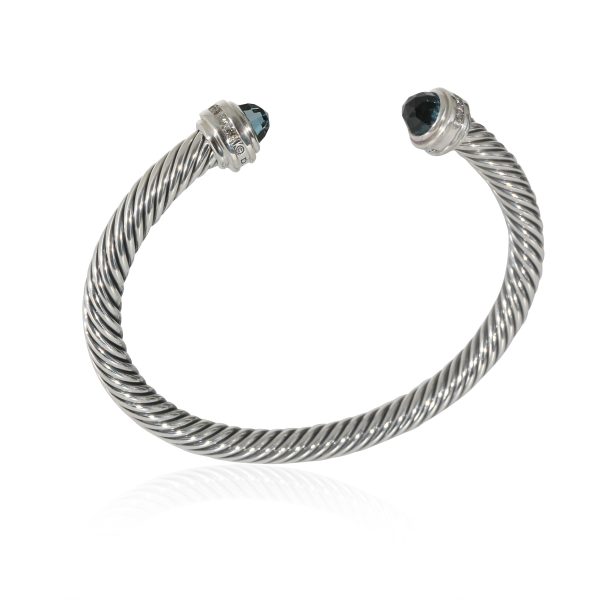 135567 pv David Yurman Cable Bracelet Hampton Blue Topaz Diamond Silver 018 CTW