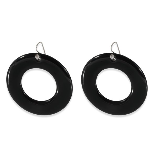 Tiffany Co Elsa Peretti Sevillana Black Laquer Earrings in 18K White Gold Tiffany Co Elsa Peretti Sevillana Black Laquer Earrings in 18K White Gold