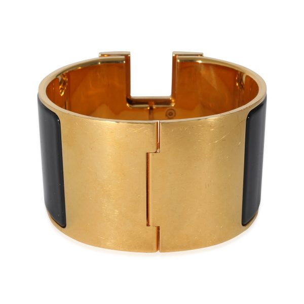 135731 bv Gold Plated Hermès XL Clic H Bracelet in Noir