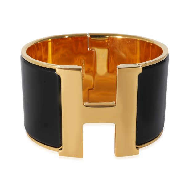 Gold Plated Hermès XL Clic H Bracelet in Noir Gold Plated Hermès XL Clic H Bracelet in Noir