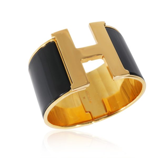 135731 pv Gold Plated Hermès XL Clic H Bracelet in Noir