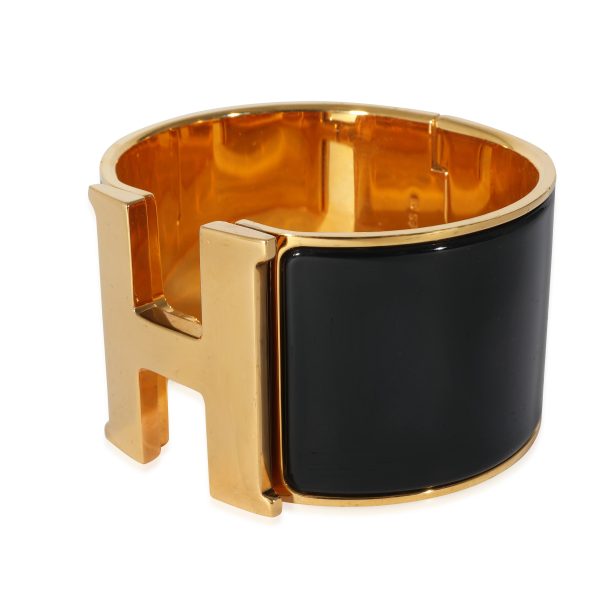 135731 sv Gold Plated Hermès XL Clic H Bracelet in Noir