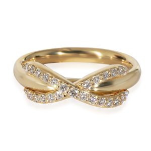 Tiffany Co Infinity Diamond Ring in 18K Yellow Gold 013 CTW Louis Vuitton LockMe Tender Noir Chain Handbag Black