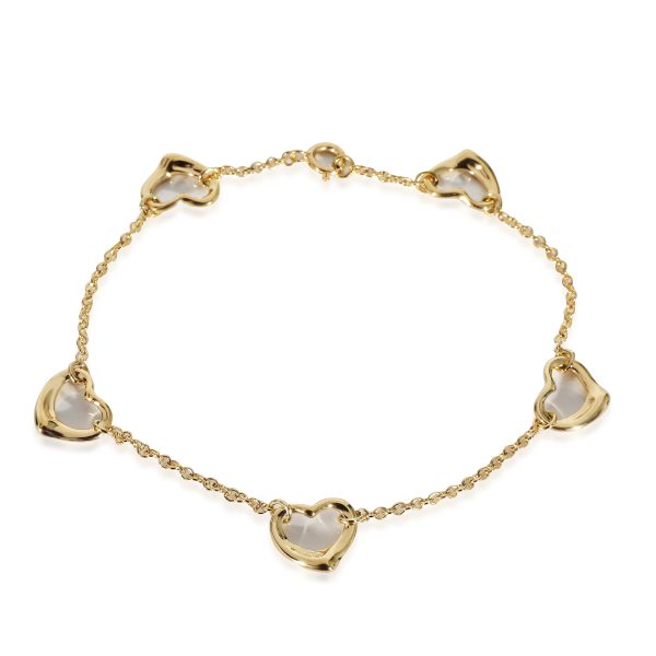 Tiffany Co Elsa Peretti Open Heart 5 Station Bracelet in 18K Yellow Gold Tiffany Co Elsa Peretti Open Heart 5 Station Bracelet in 18K Yellow Gold