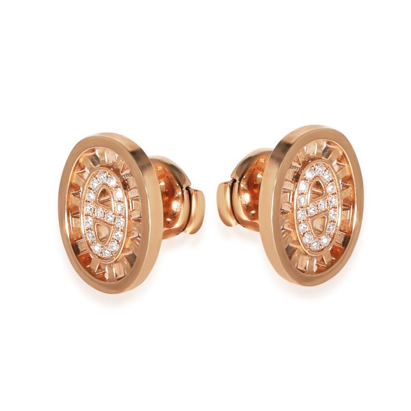 135814 av Hermès Chaine dancre Earrings in 18k Rose Gold 013 CTW