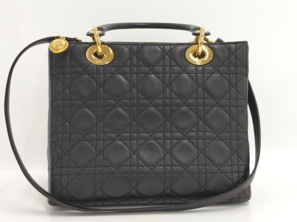 2 Christian Dior Lady Dior Gold Hardware Leather Black