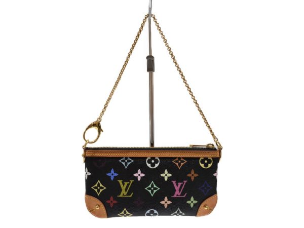 2 Louis Vuitton Pochette Mila MM Multicolor Noir Black Chain Shoulder Shoulder Bag