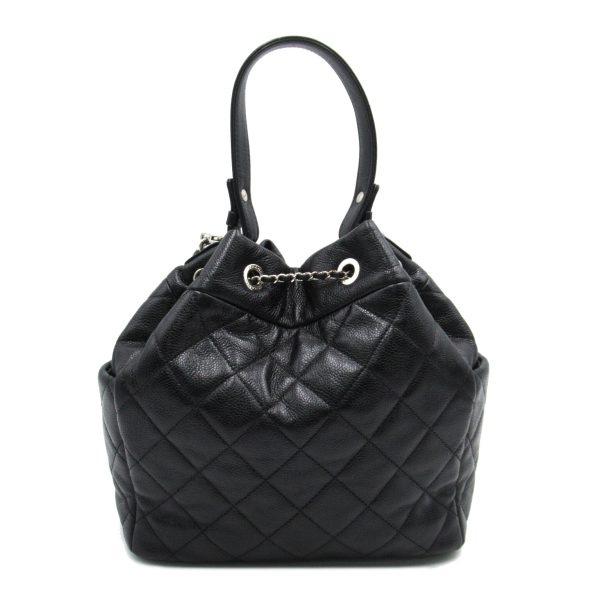 2 Chanel 2way Drawstring Shoulder Bag Caviar Skin Black