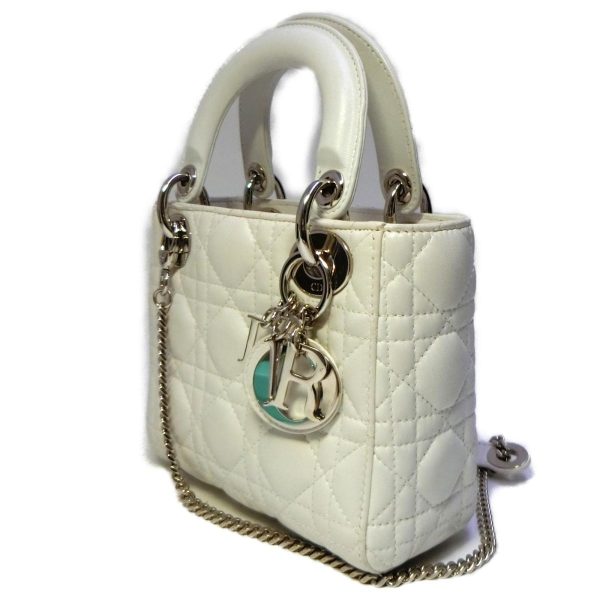 2 Dior Mini Shoulder Bag Lambskin White