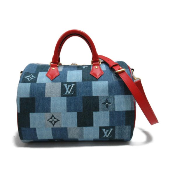 2 Louis Vuitton Speedy Bandouliere 30 Boston Bag Denim Monogram Blue