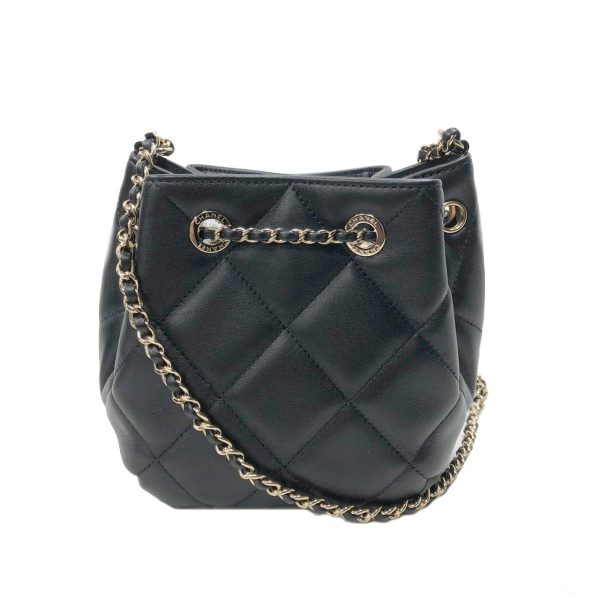 2 Chanel Small Chain Shoulder Bag Sheep Leather Lambskin Black