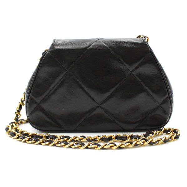 2 Chanel Chain Shoulder Bag Leather Black