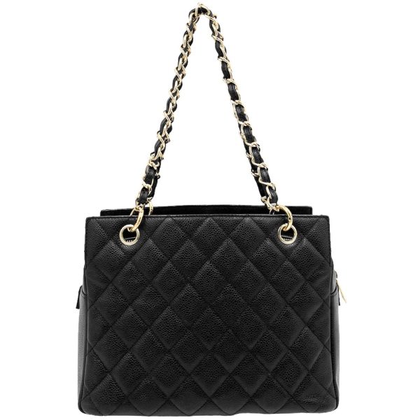 2 Chanel Tote Bag Chain Matelasse Handbag Shoulder Logo Bag Caviar Skin Black