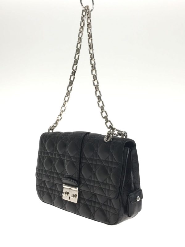 2 Christian Dior Cannage Charm Shoulder Bag Leather Black