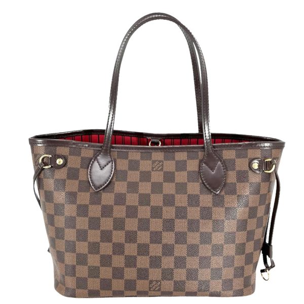 2 Louis Vuitton Tote Bag Damier Neverfull PM Shoulder Bag with Pouch Brown