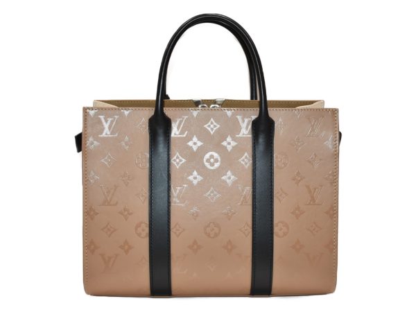 2 Louis Vuitton MM Beige Leather Handbag Tote Bag Shoulder Bag 2WAY Bag