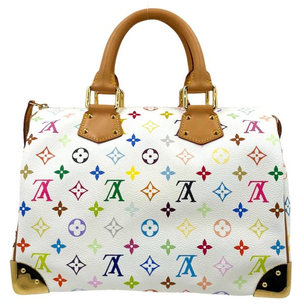 2 Louis Vuitton Handbag Monogram Multicolor Speedy 30 Boston Bag White