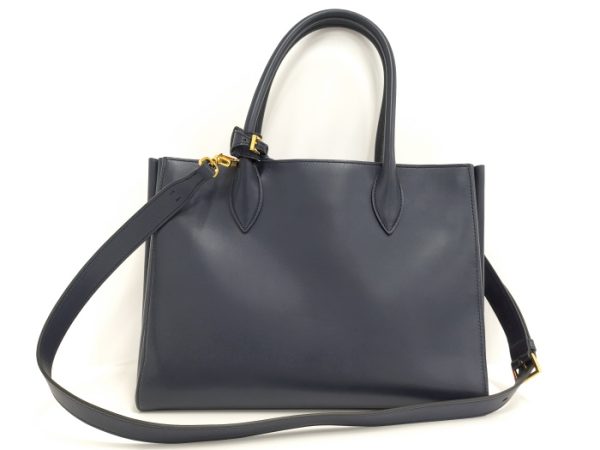 2 Prada Bibliotheque 2way Shoulder Bag Leather Navy