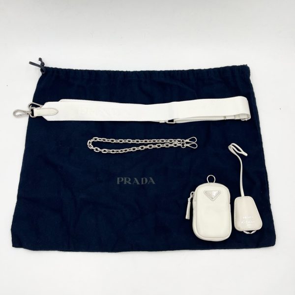 2000037246901497 23 Prada Shoulder Bag Crossbody Bag Leather White Silver Hardware