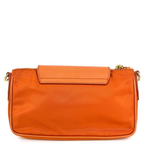 2000037246901518 14 Prada Shoulder Bag Triangle Logo Chain Pouch Crossbody Small Nylon Leather Orange